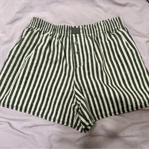 Grey & White Striped Women's Boxer Shorts